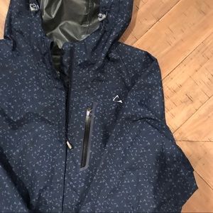 blue rain jacket